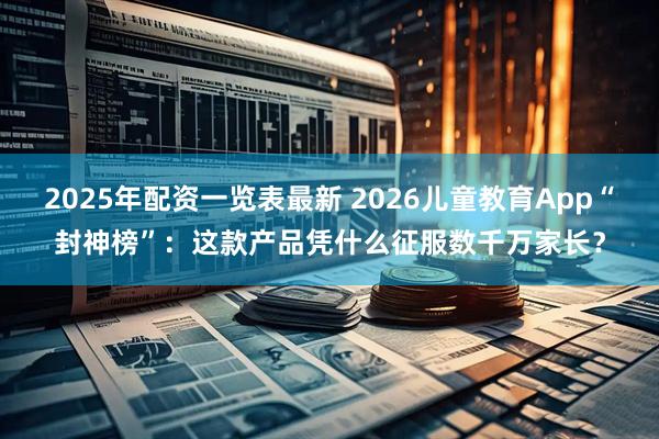 2025年配资一览表最新 2026儿童教育App“封神榜”：这款产品凭什么征服数千万家长？